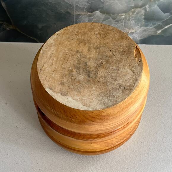 Handcrafted Hand Turned Mortar 6" Wooden Textured Grooves - Picture 9 of 11